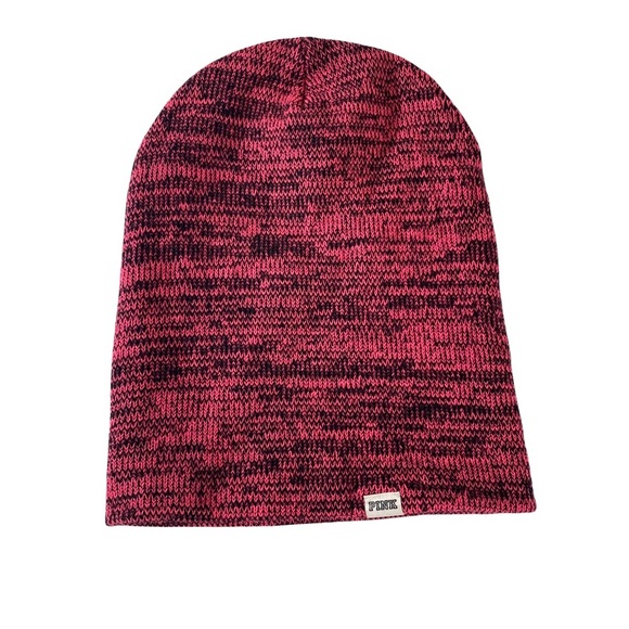 VICTORIA'S SECRET PINK KNIT HAT-1 SIZE FITS MOST PINK AND BLACK REVERSIBLE. - Picture 3 of 5